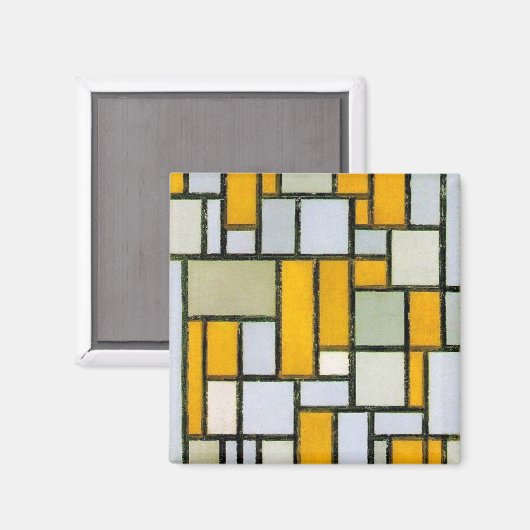 Aimant Composition Jaune et Gris, Mondrian (Recto/Verso)