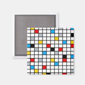 Aimant Composition Mosaïque Rétro Minimale De Stijl (Recto/Verso)