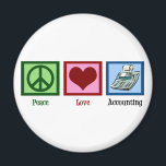 Aimant Comptabilité de l'amour pour la paix<br><div class="desc">Un signe de paix,  un coeur et une calculatrice pour un bon comptable. Un CPA adorerait ce cadeau.</div>