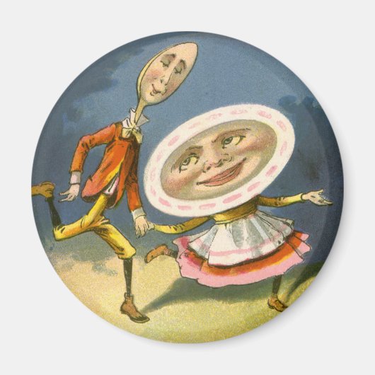 Aimant Comptine de Mère l'Oye Hey Diddle vintage (Devant)