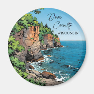 Aimant Comté de Door, illustration Wisconsin Lac Michigan