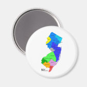 Aimant Comtés du New Jersey en couleur (Recto/Verso)