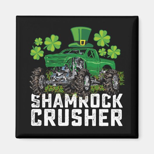 Aimant Concasseur Shamrock Saint-Patrick Monster Truck (Devant)