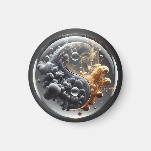 Aimant Concept Yin Yang avec motifs fluides (Devant)