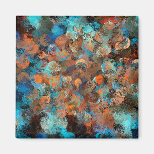 Aimant Conception abstraite colorée, bleus et cercles de