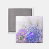 Aimant Conception Abstraite de fleurs pourpre et bleu den (Recto/Verso)