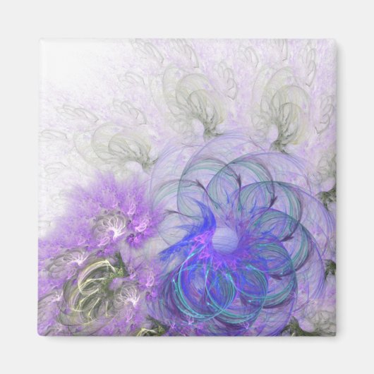 Aimant Conception Abstraite de fleurs pourpre et bleu den (Devant)