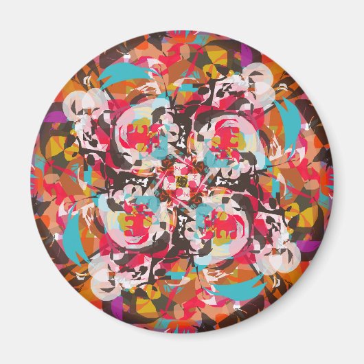 Aimant Conception abstraite florale colorée (Devant)