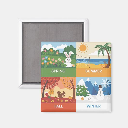 Aimant Conception agréable et éducative 4 saisons (Recto/Verso)