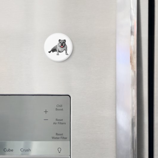 Aimant Conception Bulldog avec détails rouges (In situ (réfrigérateur))