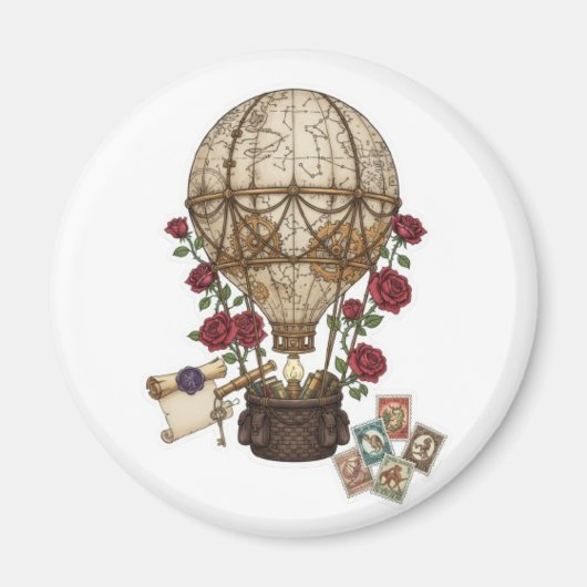 Aimant Conception d'aventure de montgolfière Steampunk Vi (Devant)