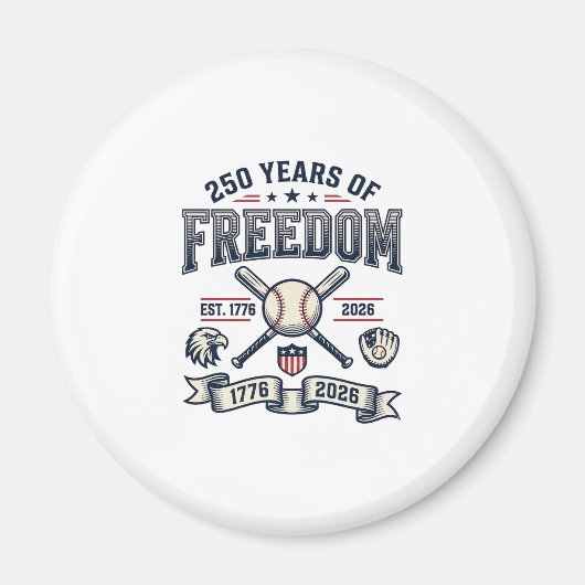 Aimant Conception de baseball patriotique 250 ans de libe (Devant)