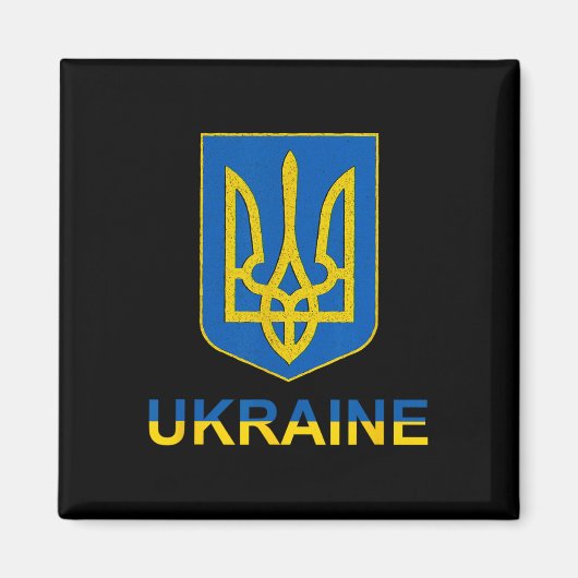 Aimant Conception de bouclier d'emblème Tryzub ukrainien  (Devant)