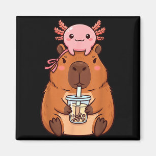 Aimant Conception de capybara mignon buvant du thé aux pe