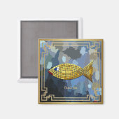 Aimant Conception de carreau de poisson doré "Merci" (Recto/Verso)