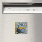 Aimant Conception de carreau de poisson doré "Merci" (In Situ (Lave-vaisselle))
