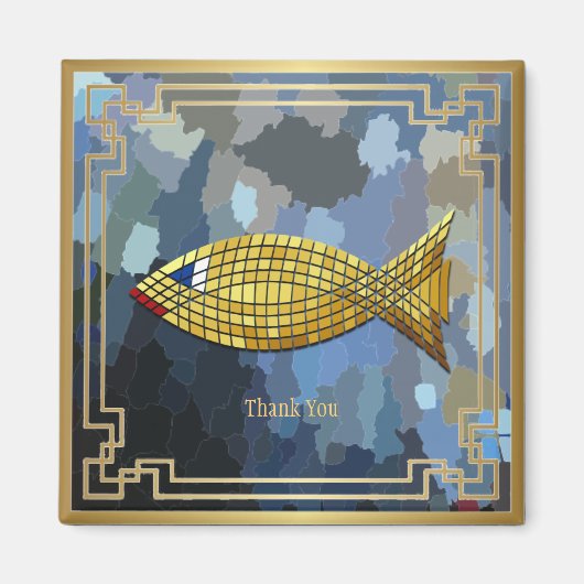 Aimant Conception de carreau de poisson doré "Merci" (Devant)