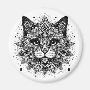 Aimant Conception de chat à motif mandala