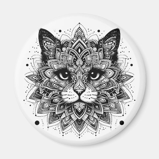 Aimant Conception de chat Motif Mandala (Devant)