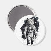 Aimant Conception de chat par astronaute d'encre noire (Recto/Verso)