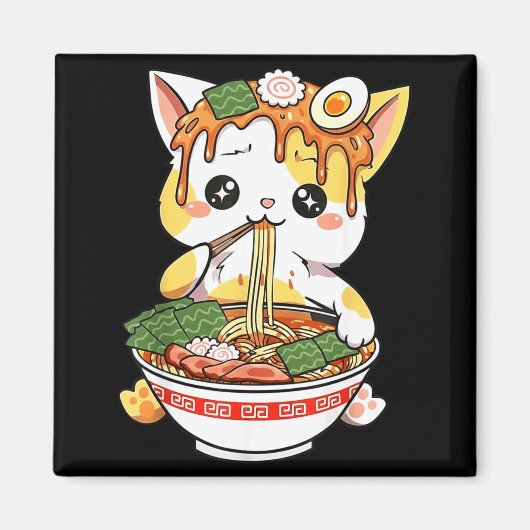 Aimant Conception de chat Ramen style Kawaii drôle d'anim (Devant)