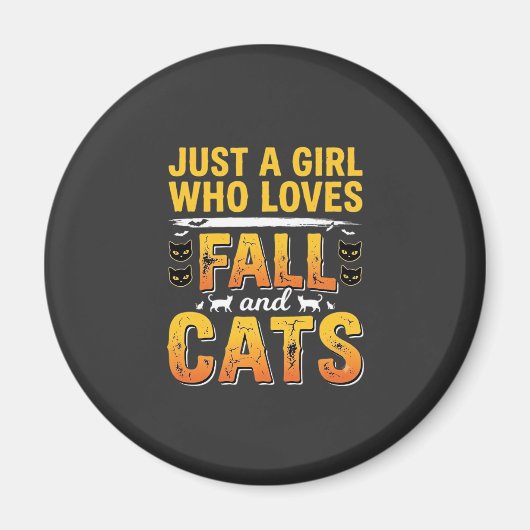 Aimant Conception de chats d'automne Halloween fille_1 (Devant)