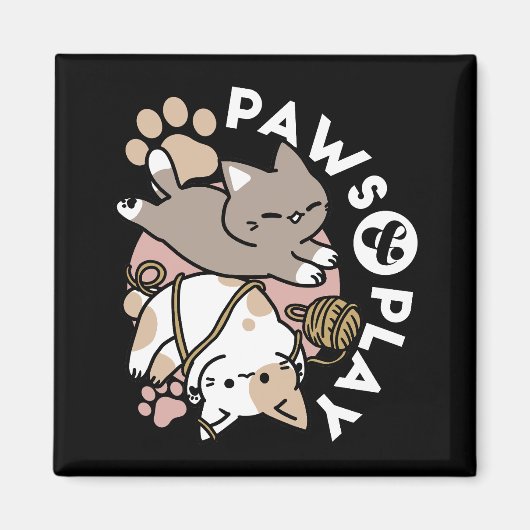 Aimant Conception de chats mignons et joueurs – Art de pa (Devant)