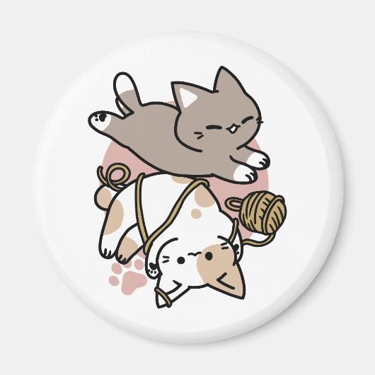 Aimant Conception de chats mignons et joueurs – Art de pa (Devant)