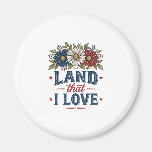 Aimant Conception de chemise de terre florale patriotique