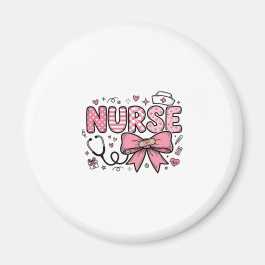 Aimant Conception de chemise vectorielle Cute Nurse Bow H (Devant)