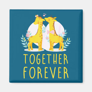 Aimant Conception de couple assorti en amour girafe dicto