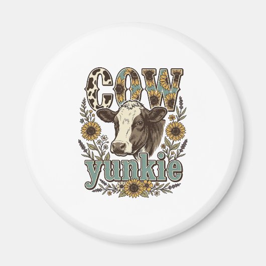 Aimant Conception de ferme de tournesol Yunkie vache vint (Devant)