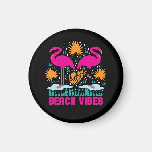Aimant Conception de flamants roses de vibes de plage (Devant)