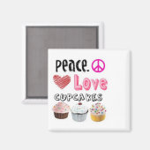 Aimant Conception de gâteaux Peace Love Cupcakes (Recto/Verso)