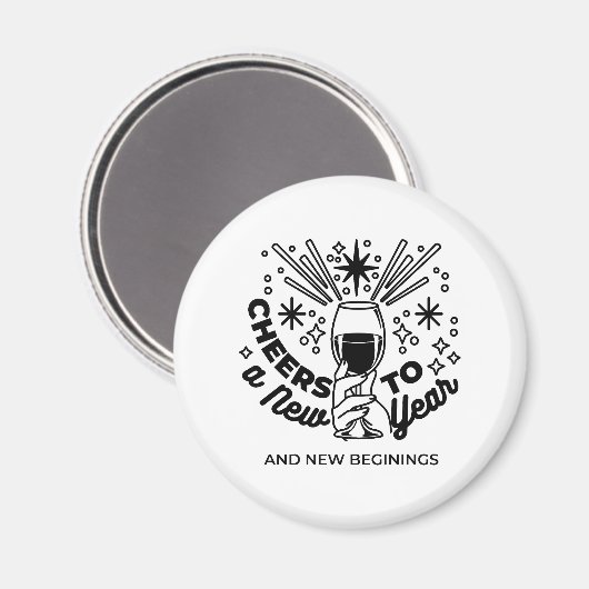 Aimant Conception de la fête du Nouvel An (Recto/Verso)
