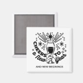 Aimant Conception de la fête du Nouvel An (Recto/Verso)