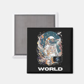 Aimant Conception de l'astronaute mondiale (Recto/Verso)