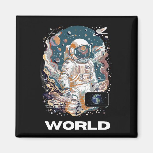 Aimant Conception de l'astronaute mondiale (Devant)