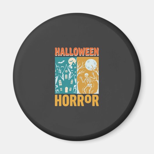 Aimant Conception de maison hantée Halloween Lune squelet (Devant)