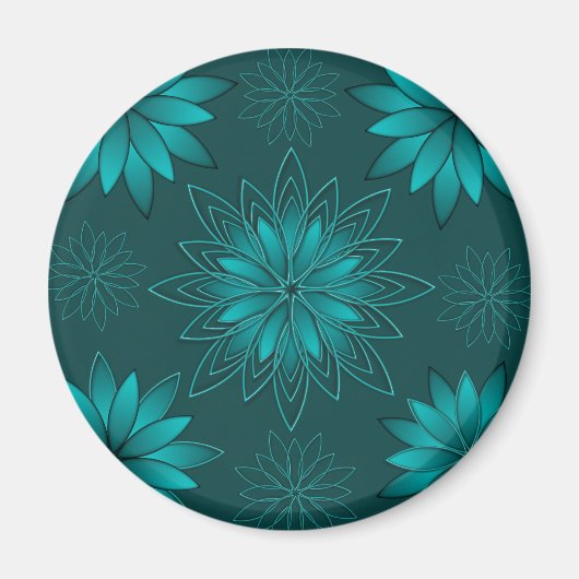 Aimant Conception de mandala à feuilles sarcelles sur fon (Devant)