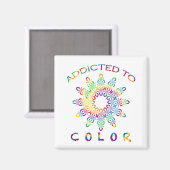 Aimant Conception de mandala arc-en-ciel addict aux coule (Recto/Verso)