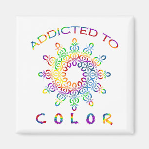 Aimant Conception de mandala arc-en-ciel addict aux coule