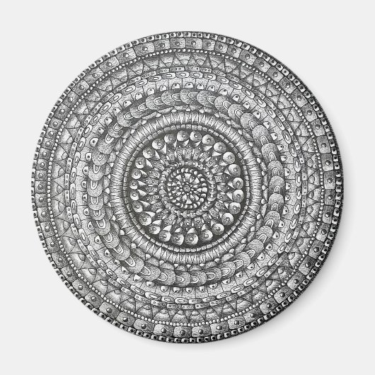 Aimant Conception de mandala d'art original au crayon (Devant)