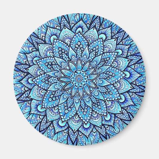 Aimant Conception de mandala dessinée à la main au crayon (Devant)