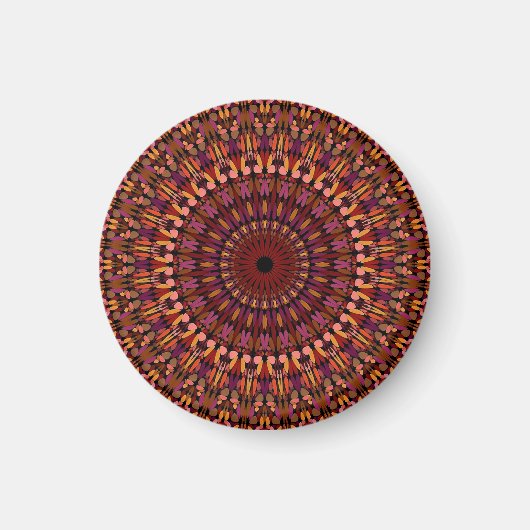 Aimant Conception de mandala marron floral (Devant)