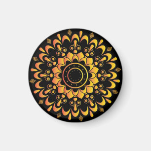Aimant Conception de mandala unique doré-95747