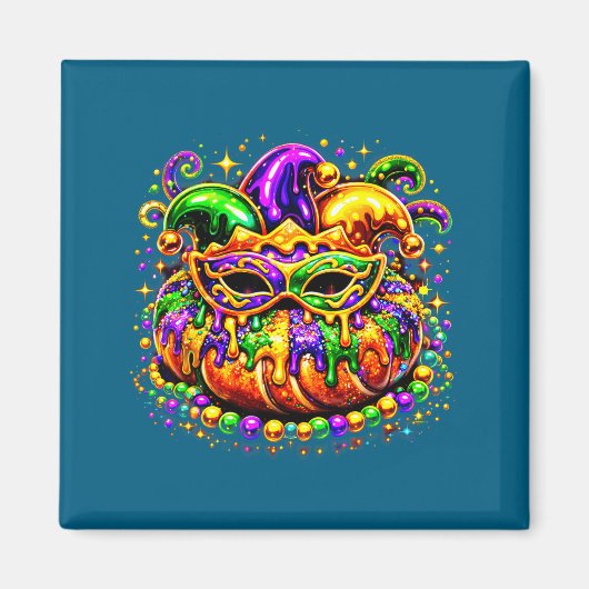 Aimant Conception de masque de perles dorées de gâteau de (Devant)