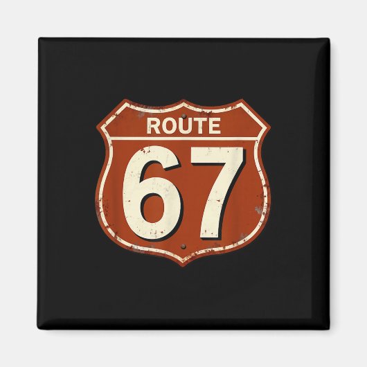 Aimant Conception de mème de route rétro drôle 67 (Devant)