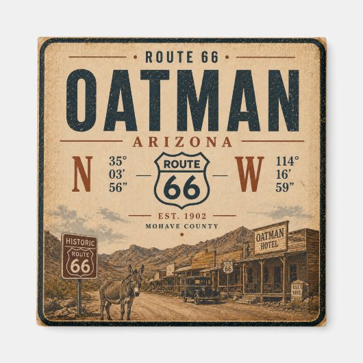 Aimant Conception de monument historique d'Oatman Arizona (Devant)