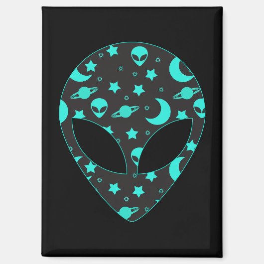 Aimant Conception de motif spatial à tête d'alien (Recto)